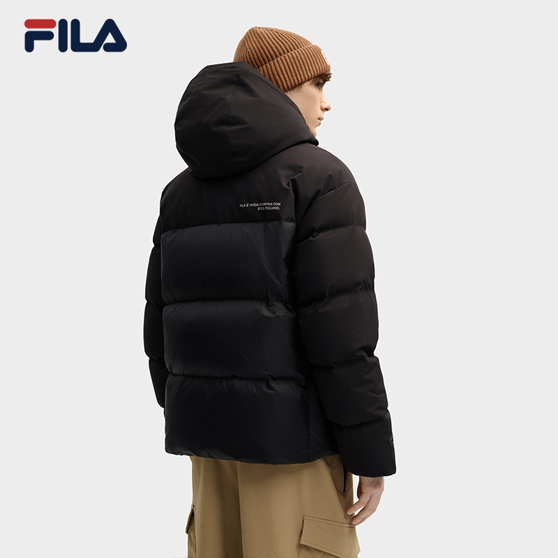 FILA RGB羽绒|斐乐男士羽绒服2025冬季新款运动保暖外套短款连帽