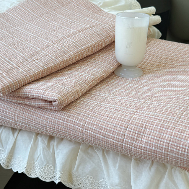 2025 Muji style cotton color woven wash cotton bed cover three-piece set pure cotton quilted non-slip sheets four seasons
