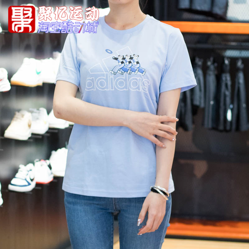 ADIDAS阿迪达斯女士2024夏季新款卡通印花透气运动休闲T恤 IP3936 - 图1