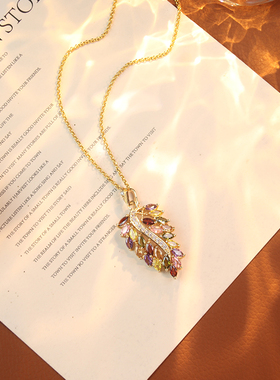 水晶项链女潮高级感超闪奢华简约彩色锆石短款锁骨链吊坠闺蜜饰品