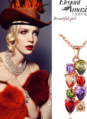 网红时尚水晶超闪锆石短款项链