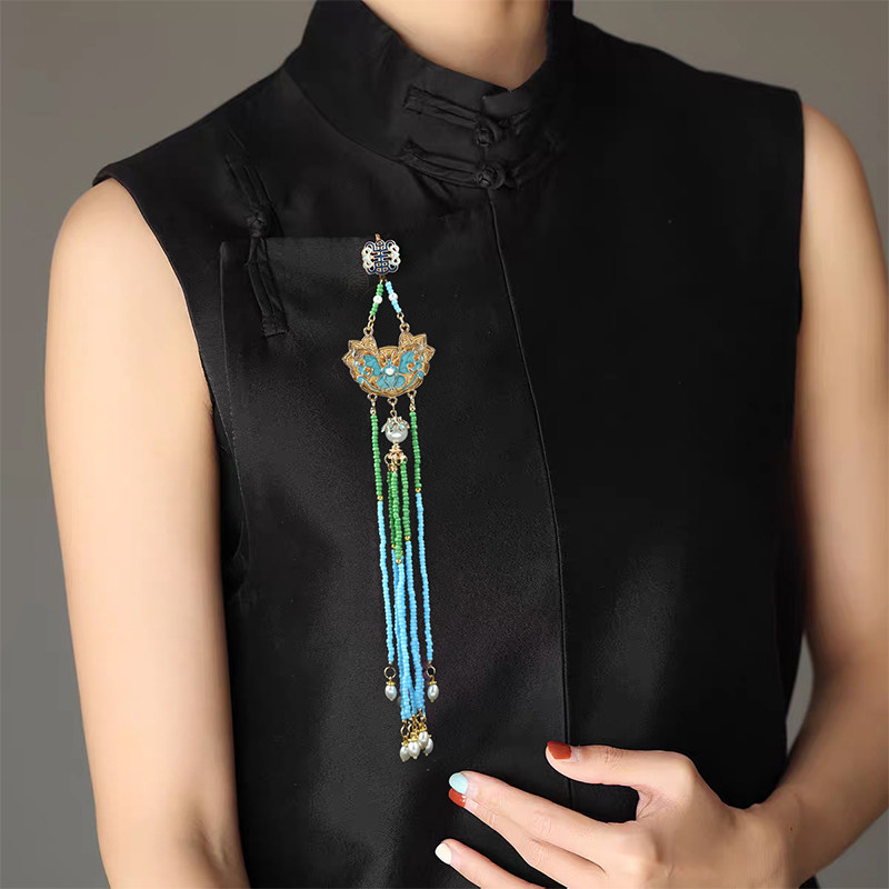 旗袍压襟女古风汉服禁步腰饰精致流苏百搭烧蓝马面裙配饰古典胸花,淘宝优惠券,粉丝福利购,淘宝优惠卷