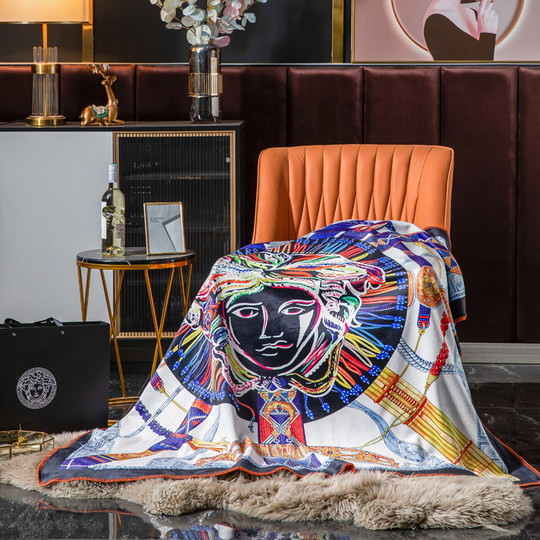 Manta de felpa de zorro brocado de estilo americano de alta gama, habitación modelo villa