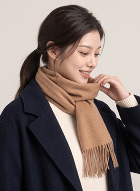 100%山羊绒水波纹柔软纯色围巾女