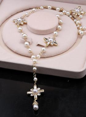 优贝朵长款流苏项链水晶钻毛衣链