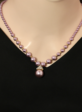 优贝朵施家紫珠锁骨颈链轻奢项链