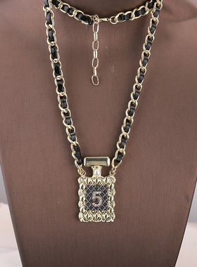 长款小香风项链5字香水瓶毛衣链