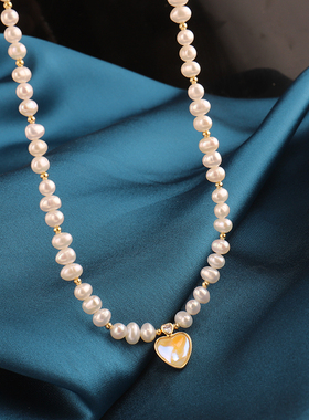 优贝朵高级感人鱼姬珍珠锁骨颈链