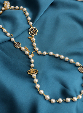 日韩潮流小香风长项链珍珠毛衣链