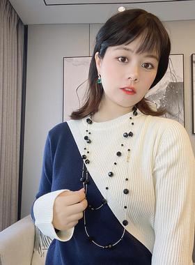 优贝朵热卖毛衣链多层仿水晶项链