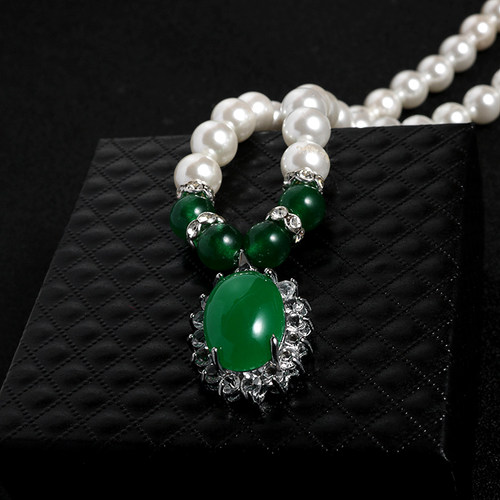 天然淡水贝珠珍珠项链送妈妈婆婆玛瑙颈饰锁骨链长辈礼物装饰挂件 - 图2