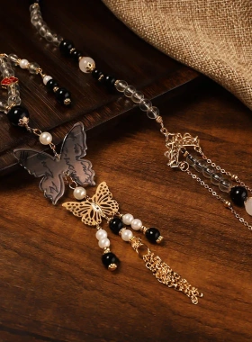 新中式璎珞背云蝴蝶流苏项链