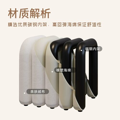 家用梳妆台凳子化妆椅女生卧室简约网红照方凳奶油风创意换鞋凳 - 图0