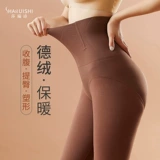 Бархатные удерживающие тепло штаны, утягивающий пояс на талию, флисовые утягивающие легинсы, термобелье, высокая талия, в обтяжку