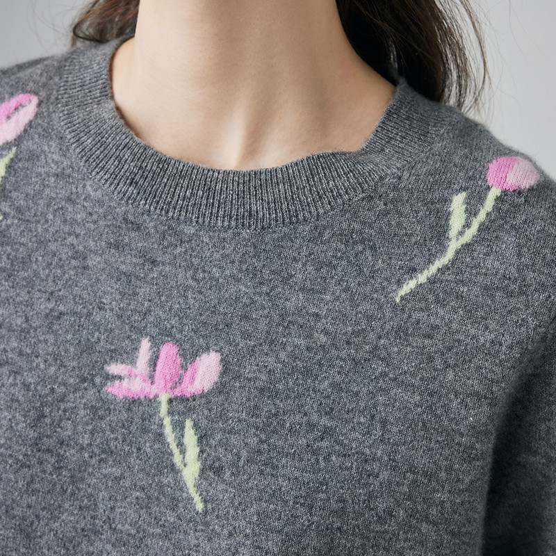 【田园可爱风刺绣】帕罗25秋冬新款女士纯山羊绒衫针织套头毛衣,淘宝优惠券,粉丝福利购,淘宝优惠卷