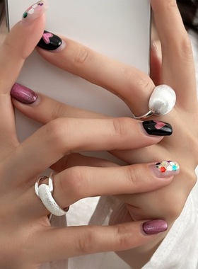 饰尚e族甜酷拉丝几何戒指女半圆馒头线条镂空精致叠戴开口指环网