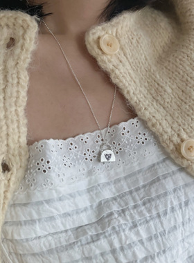 饰尚e族爱心挂锁吊坠项链女高贵紫色锆石微镶气质锁骨链in