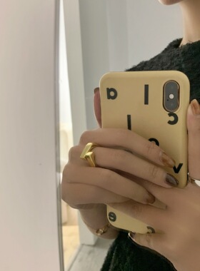 欧美个性冷淡风几何光面女通勤镀Ins韩版开口食指戒简约复古指