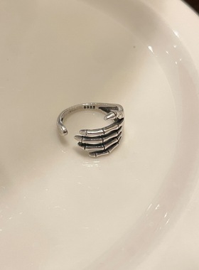 饰尚e族暗黑骷髅手爪戒指女小众设计嘻哈潮酷开口戒指女