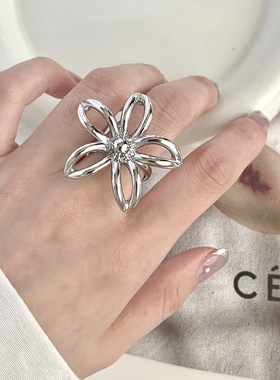 欧美夸张大花朵戒指女轻奢高级感 夜店时尚配饰手饰品女开口戒子