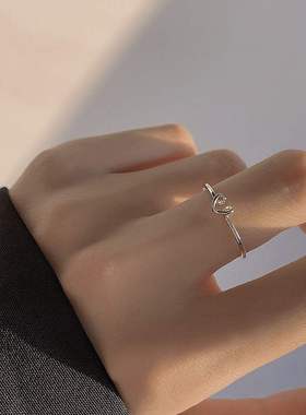 时尚简约爱心戒指复古个性文艺桃心开口指环创意嘻哈食指戒