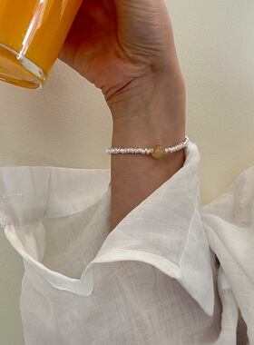 饰尚e族圆珠手链女简约几何圆环拼接串联精致S925镀银手环网红百