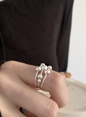 珠子可转动 解压戒指小众设计2025新款爆款开口戒指可调节指环