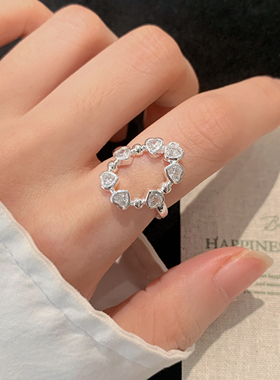 爱心戒指女2025新款轻奢高级感开口戒指可调节食指指环小众设计