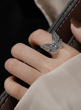 蝴蝶戒指女韩国时尚个性戒子ins潮流复古冷淡风小众手饰品