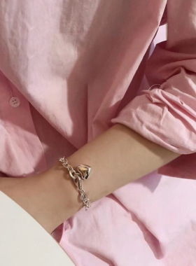 韩版甜美爱心手链女复古简约桃心手环夸张气质个性创意手饰