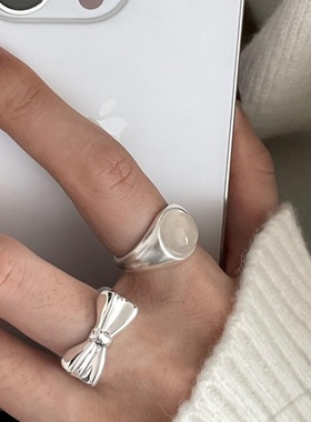 饰尚e族甜酷精致蝴蝶结戒指女微镶白色锆石优雅温柔开口指环百搭