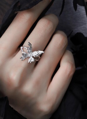 饰尚e族精致立体蝴蝶戒指女简约时尚气质开口可调节指环甜酷叠戴