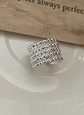 多层麻花戒指女几何宽边气质个性开口指环ins风小众个性食指戒潮