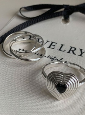 饰尚e族年轮爱心戒指女简约时尚设计感气质开口指环百搭叠