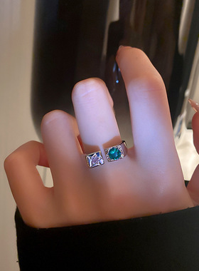 爱心微镶彩色锆石宫廷风法式戒指