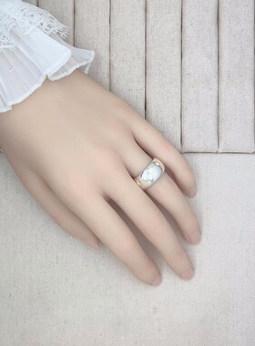 饰尚e族金银撞色星星戒指女轻奢高级感满天星宽边开口指环