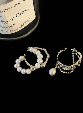 日韩s925甜美珍珠戒指女流苏