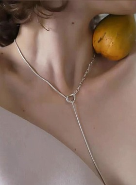 饰尚e族简约冷淡风OT扣项链女轻奢小众个性一字棍百搭锁骨链