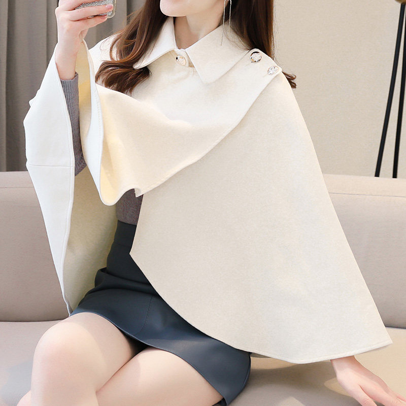 2020秋冬新款毛呢斗篷短款针织衫 邻家思语短外套