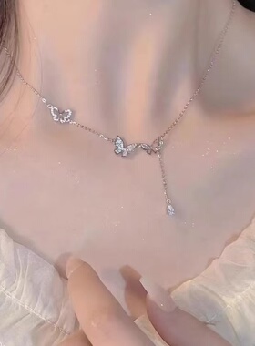 s925纯银蝴蝶项链女款2025新款爆款高级感轻奢小众锁骨链生日礼物
