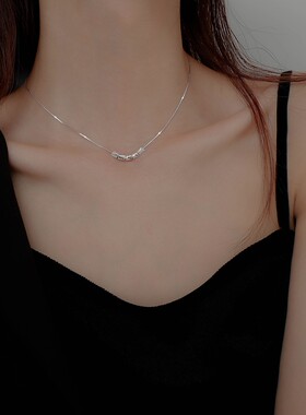 925纯银圆珠项链ins女小众设计