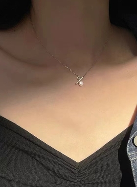 其他珍珠925银十字链女纯银项链
