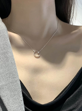 s925纯银圆环毛衣链女轻奢小众