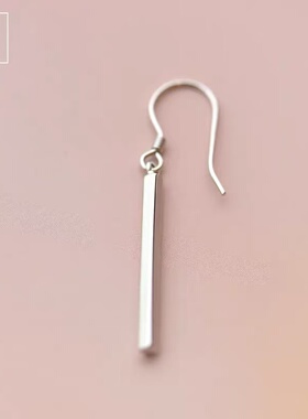 925纯银耳饰品日韩简约几何立体长款耳环女耳勾一字长条流苏耳坠