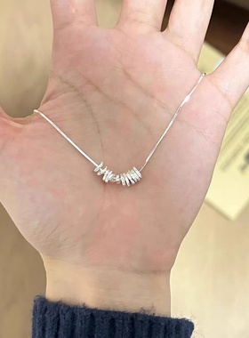 925银碎银子项链女小众轻奢不规则时尚百搭ins简约风高级感锁骨链