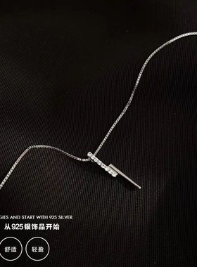 s925银长条几何项链女简约大方