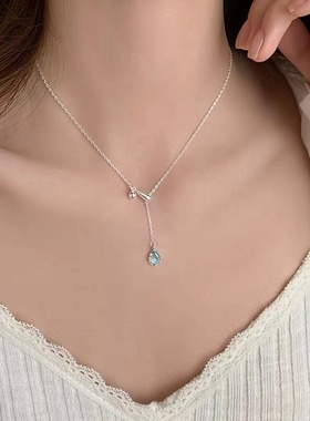 925纯银水滴项链高级感锁骨链女2024新爆款轻奢小众颈链