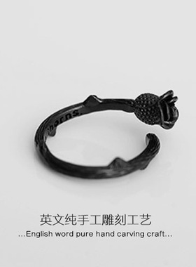 s925玫瑰花女潮韩国创意开口戒指