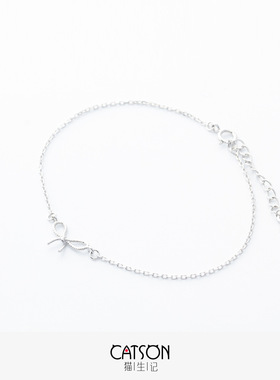 韩版925纯银蝴蝶结个性学生森系