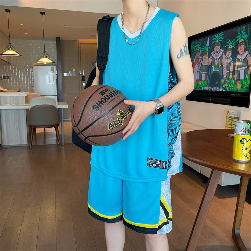 夏季无袖t恤男孩12-15岁初高中学生背心篮球服13大童速干球衣套装